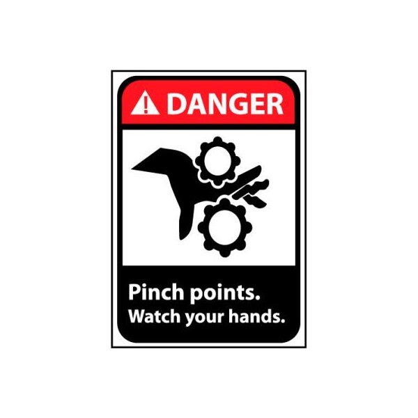 Danger Sign 14x10 Rigid Plastic - Pinch Points Watch Your Hands
